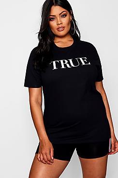 Boohoo Plus Hannah True Slogan Oversized T-shirt