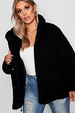 Boohoo Plus Oversized Fleece Puffer Jacket