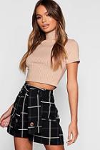 Boohoo Grid Check Horn Button Shorts