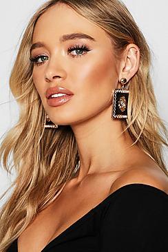 Boohoo Lion Statement Earrings