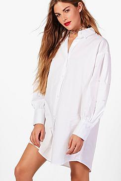 Boohoo Anna Pearl Sleeve Shirt Dress