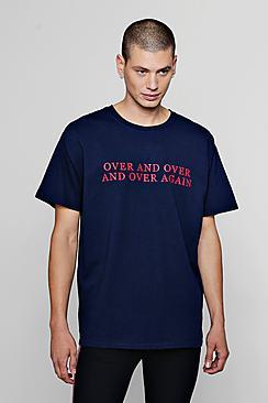 Boohoo Oversized Slogan Over And Out T-shirt