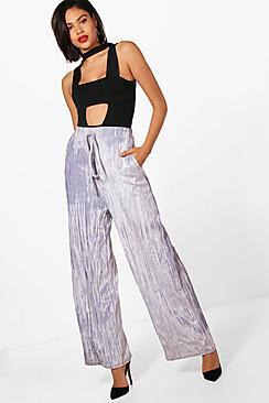 Boohoo Libby Wide Leg Velvet Trouser