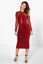 Boohoo Karlie Mesh Slinky Wrap Bodycon Dress