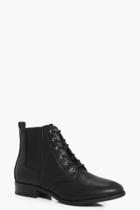 Boohoo Clara Lace Up Chelsea Boot Black