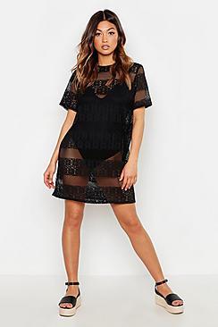 Boohoo Crochet Effect Shift Dress