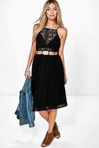 Boohoo Enya Crochet Insert Cut Out Waist Midi Dress
