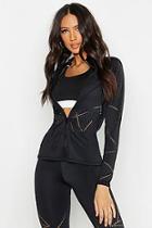 Boohoo Fit Laser Cut Zip Up Gym Jacket