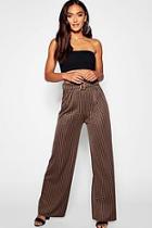 Boohoo Petite Dogtooth Check Belted Wide Leg Trouser