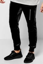 Boohoo Skinny Fit Velour Joggers With Pockets Black