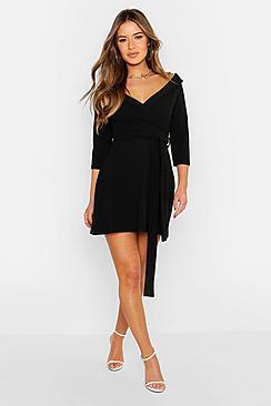 Boohoo Petite Tailored Belted Skater Dress