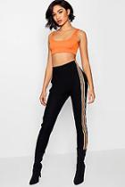 Boohoo Alicia Stripe Crepe High Waist Legging
