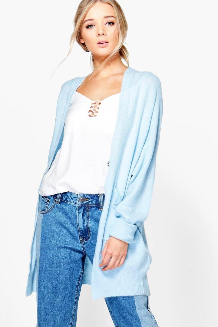 Boohoo Abi Boyfriend Cardigan Blue