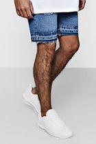 Boohoo Slim Fit Denim Shorts With Let Down Hem