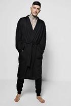 Boohoo Black Jersey Dressing Gown And Jogger Set