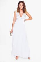 Boohoo Boutique Melli Embellished Maxi Dress White