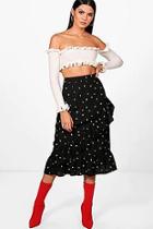 Boohoo Tall Molly Asymmetric Ruffle Midi Skirt