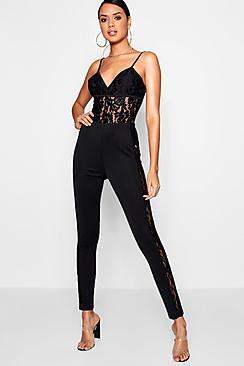Boohoo Eva Lace Front Panel Leggings