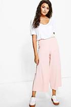 Boohoo Baha Ribbed Wide Leg Cropped Trousers