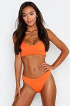 Boohoo Petite Crinkle Crop High Leg Bikini