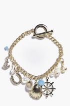 Boohoo Skye Shell Pendant Bracelet Gold