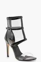 Boohoo Jessica Patent Clear Strap And Cage Sandals