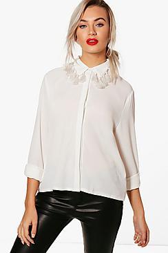 Boohoo Abbie Tassle Collar Shirt