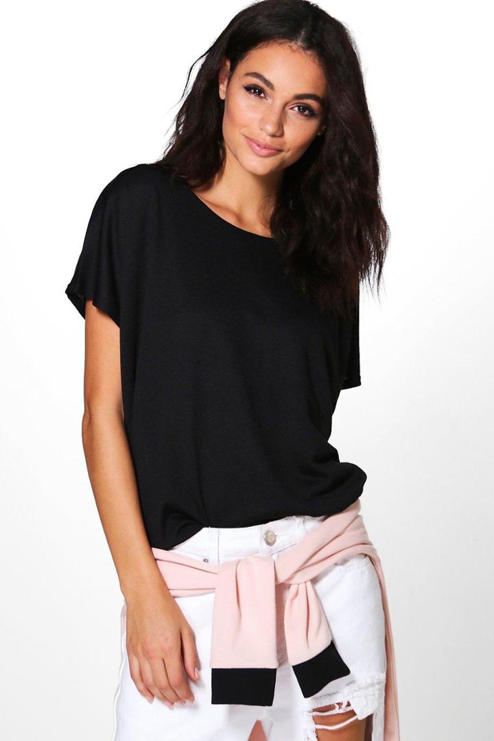 Boohoo Lexi Melange Knitted T-shirt Black