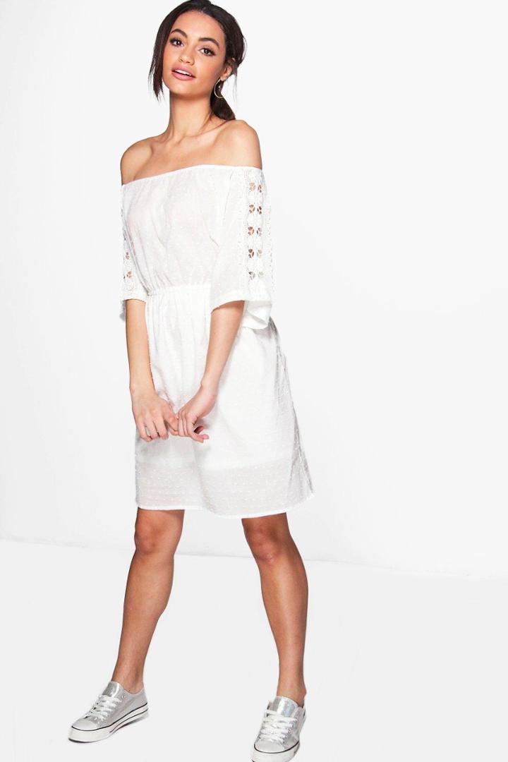 Boohoo Niamh Sun Dress Ecru