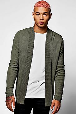 Boohoo Ribbed Contrast Edge To Edge Cardigan