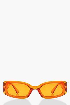 Boohoo Slim Rectangular Clear Sunglasses