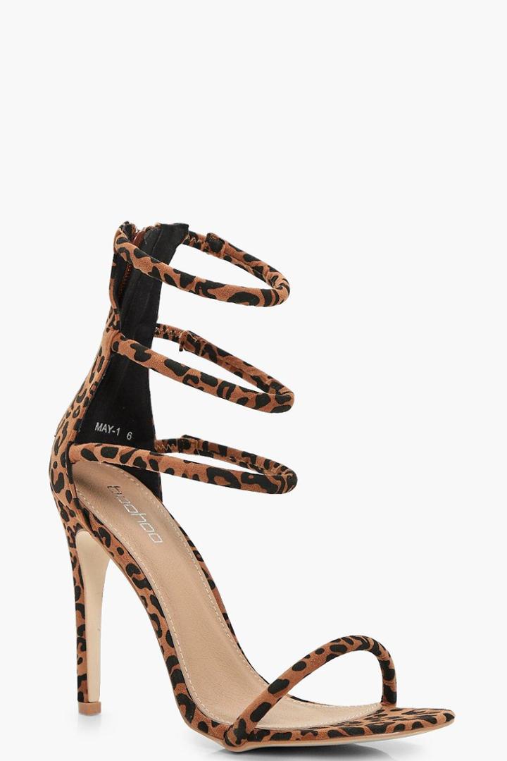 Boohoo Eve 3 Band Heel Leopard Print Leopard