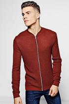 Boohoo Textured Knitted Crew Neck Bomber