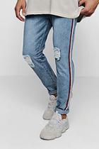 Boohoo Skinny Fit Distressed Jeans With Taped Side Seam