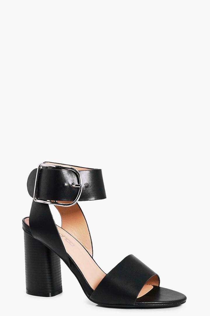 Boohoo Abbie D Ring Block Heel Wide Fit Sandal Black
