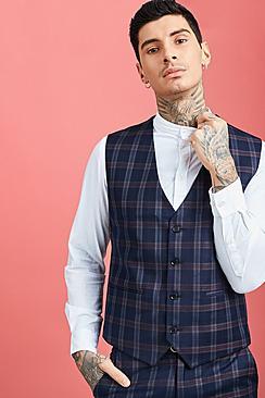 Boohoo Bold Classic Check Waistcoat