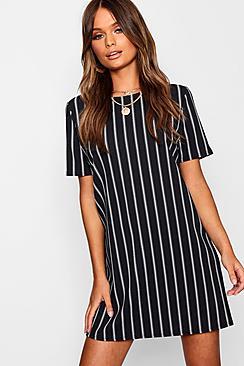 Boohoo Mono Stripe Shift Dress