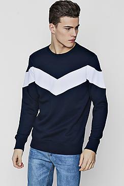 Boohoo Chevron Panel Sweater