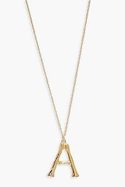 Boohoo Bamboo A Initial Pendant Necklace