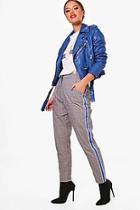 Boohoo Petite Julie Sports Tape Checked Woven Trouser