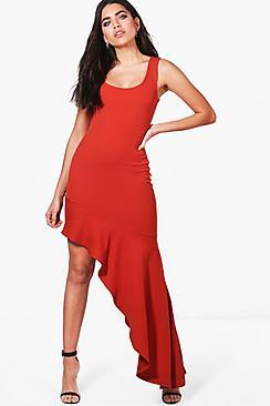 Boohoo Mathilda Peplum Hem Maxi Dress