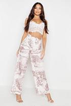 Boohoo All Over Printed Belted High Waist Trouser