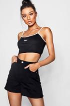 Boohoo Emily Nope Embroidered Slogan Crop