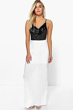 Boohoo Skye Pleated Slinky Maxi Skirt