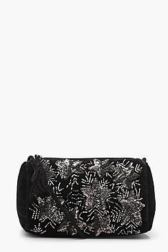 Boohoo Anna Star Embellished Velvet Cross Body Bag