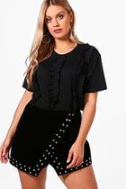Boohoo Plus Tammy Ruffle Front T Shirt