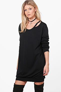 Boohoo Niamh Cut Out Detail Sweat Dress