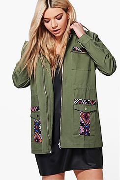 Boohoo Anna Boutique Aztec Patch & Stud Festival Shacket