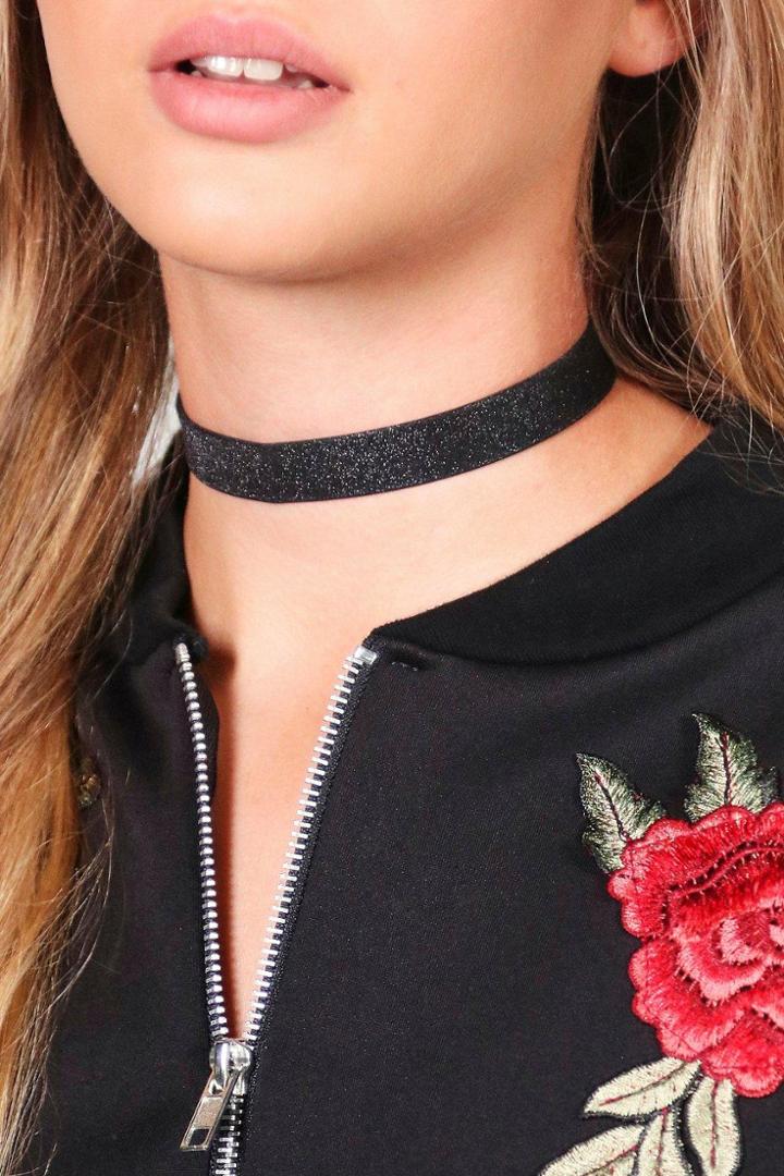 Boohoo Annie Shimmer Choker Black