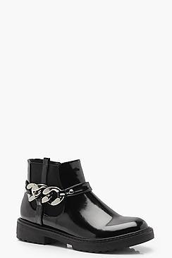 Boohoo Chain Detail Chunky Chelsea Boots